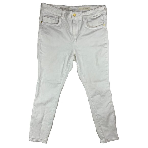 Anthropologie Pilcro Script White Jeans Size 32 Slim Straight Leg High Rise - Picture 2 of 14